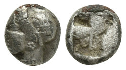 IONIA, Phokaia. Circa 521-478 BC. AR Trihemiobol (8mm, 1 g). Female head left, wearing helmet or close fitting cap / Incuse punch.