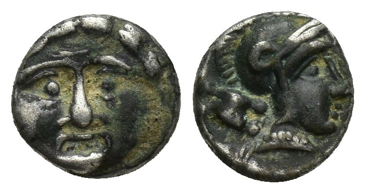 Pisidia, Selge. AR Obol (9mm, 0.8 g) (Circa 350-300 BC). Obv: Facing gorgoneion....