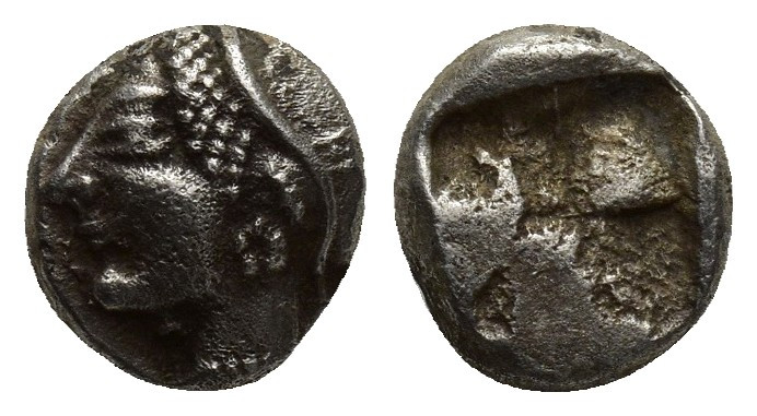 IONIA. Phokaia. (Circa 521-478 BC). AR Obol. (8mm, 1.2 g) Obv: Archaic female he...