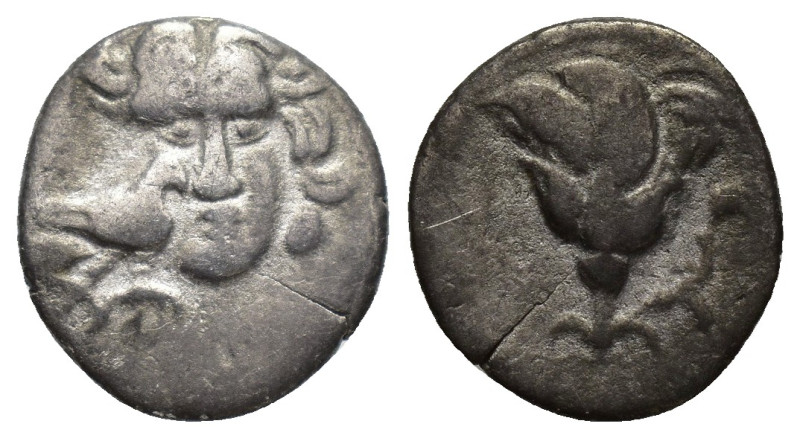 CARIA, Mylasa. 189-130 BC. AR Pseudo-Rhodian Drachm (14mm, 2 g). Head of Helios ...