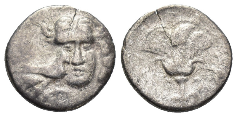 CARIA, Mylasa. 189-130 BC. AR Pseudo-Rhodian Drachm (14mm, 2 g). Head of Helios ...