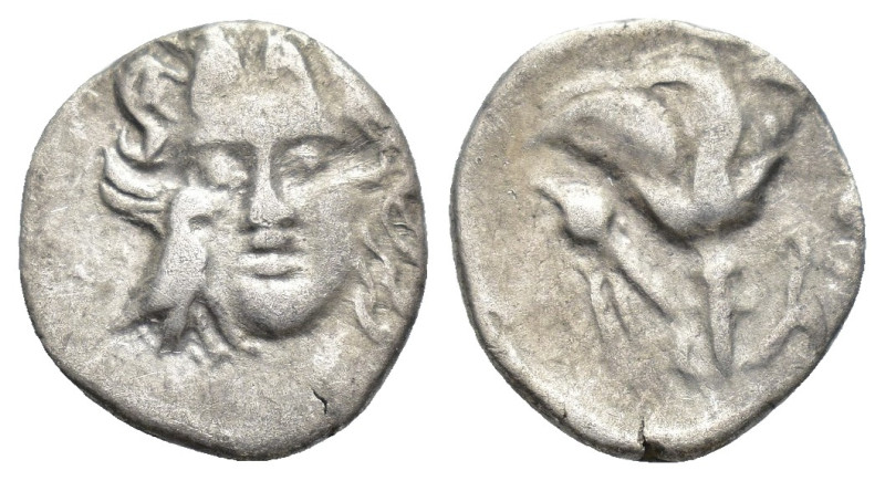 CARIA, Mylasa. 189-130 BC. AR Pseudo-Rhodian Drachm (13mm, 1.9 g). Head of Helio...
