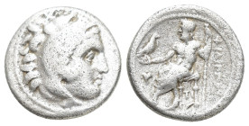 Kings of Macedon, Philip III Arrhidaios (323-317 BC). AR Drachm (16mm, 4 g). Sardes, c. 323-319. Head of Herakles right, wearing lion's skin. R/ Zeus ...