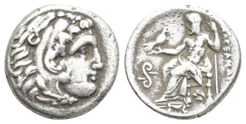 KINGS OF MACEDON. Alexander III 'The Great' Ar Drachm. (16mm, 3 g) Mysia, Lampsakos, circa 323-317 BC. Head of Herakles to right wearing lion skin / Z...