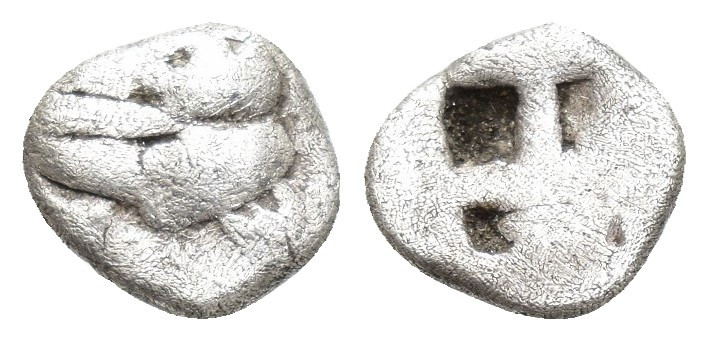 Kimmerian Bosporos, Pantikapaion AR Hemiobol. (8mm, 0.5 g) Circa 480-438/7 BC. L...