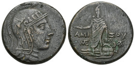 PONTOS. Amisos. (28mm, 18.8 g) Time of Mithradates VI Eupator 120-63 BC. Helmeted head of Athena right Rev: AMI-[ΣOY], Perseus standing facing, holdin...
