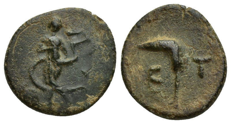 Pisidia, Etenna. Ca. 1st century B.C. AE (16mm, 2.9 g). Nymph walking right wres...