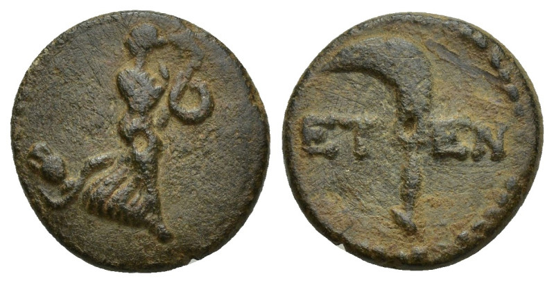 PISIDIA. Etenna. Ae (15mm, 3.2 g) (1st century BC). Obv: Female figure advancing...