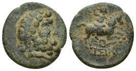 PISIDIA. Isinda. 2nd-1st centuries BC. AE. (19mm, 4.86 g) Obv: Laureate head of Zeus right. Rev: ΙΣΙΝ. Warrior, holding spear, on horse galloping righ...
