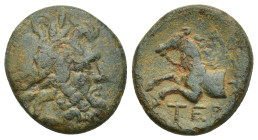 PISIDIA, Termessos AE Bronze (16mm, 4.4 g) Obv: Laureate head of Zeus to right Rev: Forepart of bridled horse to left; TEP below, thunderbolt behind.