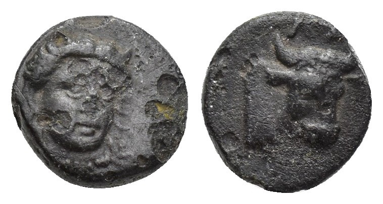 AEOLIS. Larissa Phrikonis. Ae (9mm, 1 g) (4th century BC). Obv: Horned female he...