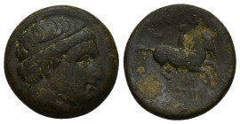 KINGS OF MACEDON. Philip III Arrhidaios (323-317 BC). Ae Unit. (18mm, 4.8 g) Miletos. Obv: Head of Apollo right, wearing taenia. Rev: ΒΑΣΙΛΕΩΣ / ΦΙΛΙΠ...