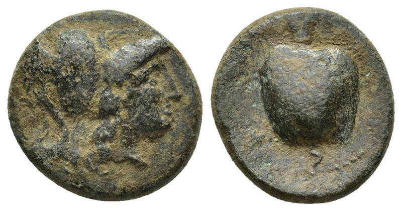 Pamphylia, Side Æ (15mm, 3.8 g). 200-27 BC. Head of Athena to right, wearing cre...