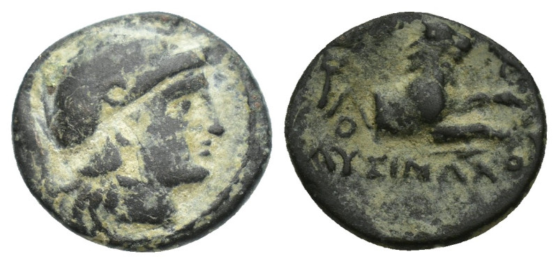 KINGS of THRACE, Macedonian. Lysimachos. 305-281 BC. Æ Half Unit (13mm, 2 g). Ly...