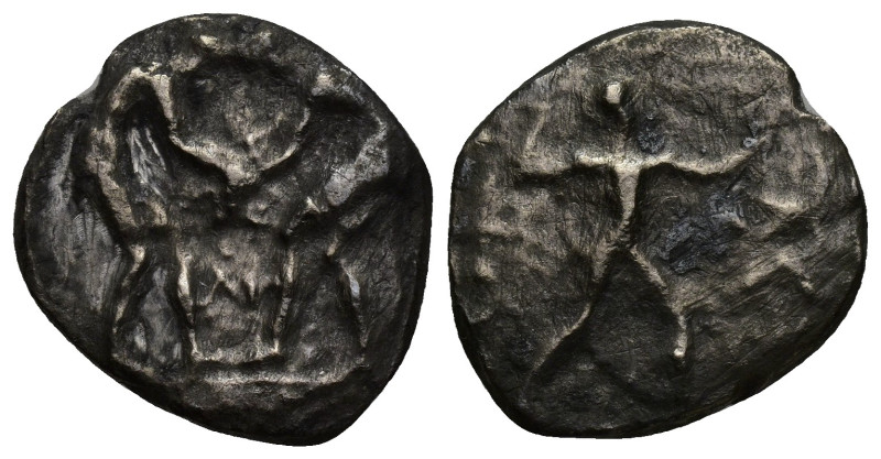 Pamphylia. Aspendos circa 380-330 BC. AR (20mm, 5.2 g). Two wrestlers grappling,...