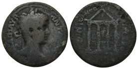 PONTUS, Neocaesarea. Caracalla. AD 198-217. Æ (29mm, 12.6 g). Dated CY 146 (AD 209/10). Laureate head right / Tetrastyle temple of Ma-Zeus; ЄT PMR (da...