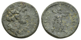 PHRYGIA. Dionysopolis. Pseudo-autonomous. Time of Septimius Severus to Caracalla (193-217). Ae. (16mm, 4.6 g) Obv: Draped bust of Dionysus right, wear...