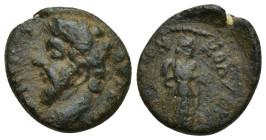 CILICIA, Colybrassus. Marcus Aurelius. AD 161-180. Æ (18mm, 4.3 g). ΑVΤο ΚΑΙ ΑΝΤƱΝ Laureate head left / ΚΟΛVΒΡΑϹϹƐⲰΝ Hygieia standing right, feeding s...
