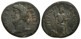 Pisidia, Antiochia. Commodus. A.D. 177-192. AE (21mm, 6.7 g). L · AELIO COMMODO, laureate head of Commodus left / ANTIOCHA COLONEIAE (sic), Men standi...