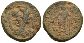 PAMPHYLIA, Perge. Julia Mamaea, 222-235 AD. AE. (25mm, 13.9 g) Obverse: ΙΟΥΛΙΑ ΜΑΜƐΑ ϹƐ; diademed and draped bust of Julia Mamaea, r., wearing crescen...