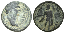 Mysia, Attaea. Trajan. A.D. 98-117. AE (17mm, 4.3 g). Antius Quadratus, magistrate. Laureate head of Trajan right / Zeus standing facing, head left, h...