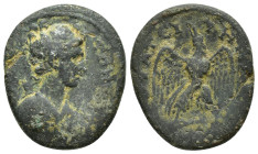 LYDIA. Thyateira. Pseudo-autonomous. Ae (22mm, 5.8 g) (Circa 100-150). Obv: BOPEITHNH. Diademed and draped bust of Artemis Boreitene right; to right, ...