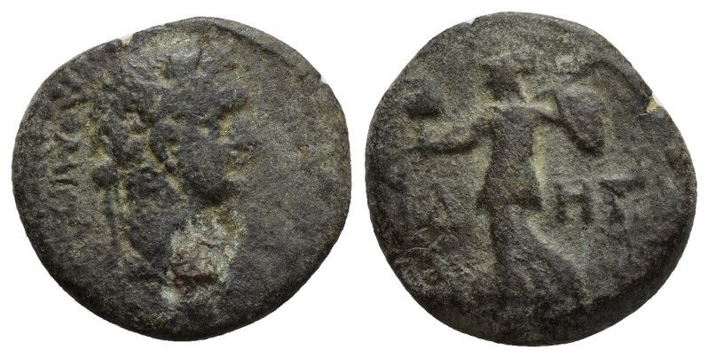 PAMPHYLIA, Side. Domitian. AD 81-96. Æ (17mm, 3.6 g). ΔOMITIAN-OC KAICAP, laurea...