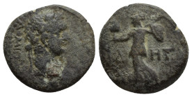 PAMPHYLIA, Side. Domitian. AD 81-96. Æ (17mm, 3.6 g). ΔOMITIAN-OC KAICAP, laureate head right / CIΔ-HT, Nike advancing left, holding pomegranate and s...