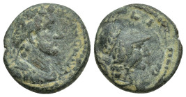 LYCAONIA. Iconium. Antoninus Pius (138-161). Ae. (17mm, 4.5 g) Obv: Laureate, draped and cuirassed bust of Antoninus Pius right. Rev: COL ICO. Helmete...