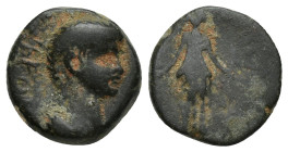 LYDIA, Philadelphia. Nero. AD 54-68. Æ (14mm, 3.3 g). Struck AD 54-59. Draped bust right / Hekate standing facing, holding torch in each hand.