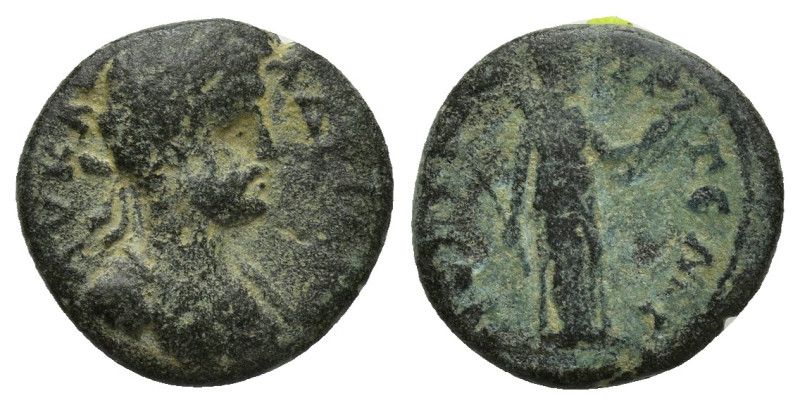 PAMPHYLIA, Perge. Hadrian. AD 117-138. Æ (14mm, 2.3 g). ΑΥ ΚΑΙ ΑΔΡΙΑΝΟ Laureate ...