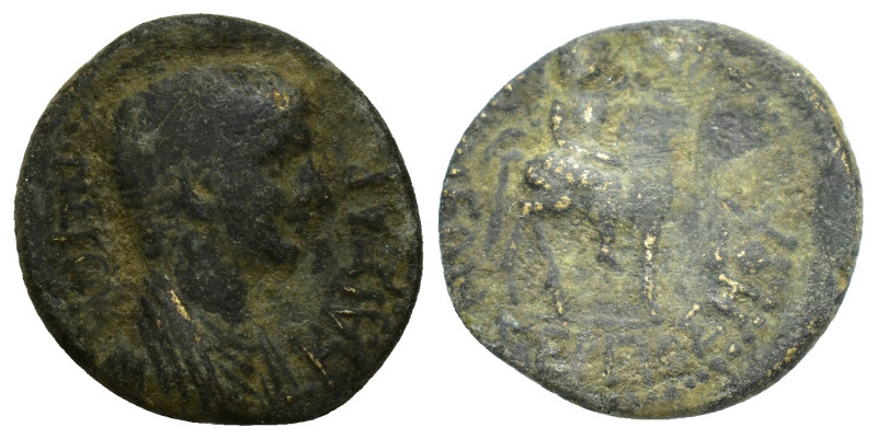 PHRYGIA. Hierapolis. Nero (Caesar, 50-54). Ae. (17mm, 3.1 g) Chares and Papias, ...