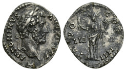 Antoninus Pius. Denarius; Antoninus Pius; 138-161 AD, Rome, 145 AD, Denarius, (18mm, 3.2 g) Obv: ANTONINVS - AVG PIVS P P Head laureate r. Rx: LIB - I...
