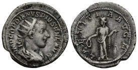 Gordian III, 238-244 AD, AR antoninianus (22mm, 3.7 g), Rome, 241-243 AD, radiate, draped and cuirassed bust right, IMP GORDIANVS PIVS FEL AVG // Laet...