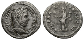 Caracalla (198-217 AD). AR Denarius (18mm, 3 g), Roma (Rome) 210-213 AD. Obv. ANTONINVS PIVS AVG BRIT, Laureate head right. Rev. LIBERALITAS AVG VI, L...