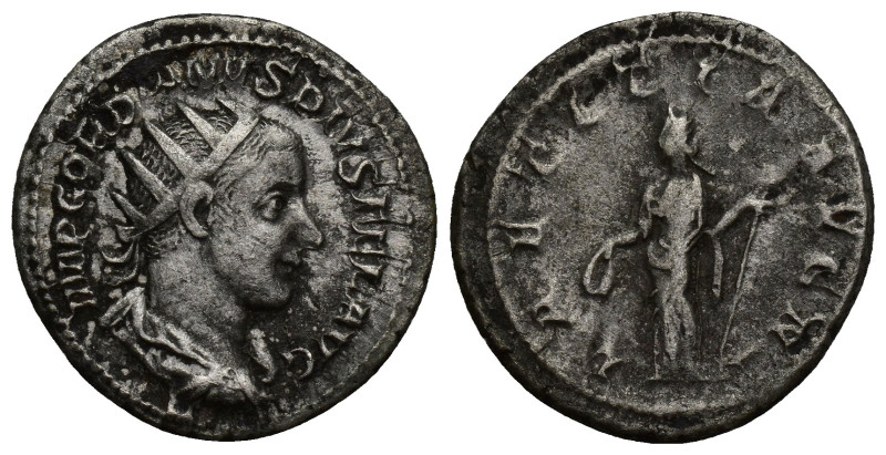 Gordian III, 238-244 AD, AR antoninianus (22mm, 4.3 g), Rome, 241-243 AD, radiat...