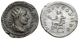 Gordian III (238-244 AD) Rome AR Antoninianus (22mm, 5 g) Obv: IMP GORDIANVS PIVS FEL AVG, radiate, draped and cuirassed bust of Gordian III right, se...