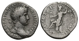 Hadrian AR Denarius. (17mm, 2.9 g) Rome, AD 119-122. IMP CAESAR TRAIAN HADRIANVS AVG, laureate bust right, slight drapery on far shoulder / P M TR P C...
