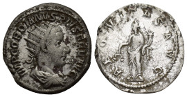 Gordian III (AD 238-244). AR antoninianus (21mm, 4.3 g). Rome, 3rd issue, AD 240. IMP GORDIANVS PIVS FEL AVG, radiate, draped, and cuirassed bust of G...