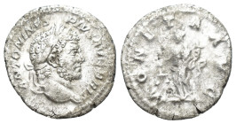 Caracalla AR Denarius. (18mm, 2.2 g) Rome, AD 210-213. ANTONINVS PIVS AVG BRIT, laureate head to right / MONETA AVG, Moneta standing facing, head to l...