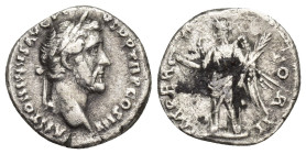 Antoninus Pius, 138-161. Rome, (17mm, 2.9 g) circa 143 Denarius, AR ANTONINVS AVG PIVS P P TR P COS III, Laureate head right / IMPERATOR II. Victory s...