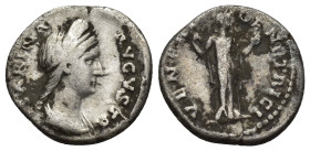 SABINA (Augusta, 128-136/7 AD). Denarius. (17mm, 3.2 g) Rome. Obv: SABINA AVGVSTA. Draped bust of Sabina, wearing stephane, right. Rev: VENERI GENETRI...