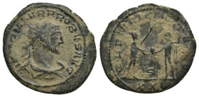 Probus (276-282 AD) Antioch AE antoninianus (23mm, 3.5 g) Obv: IMP C M AVR PROBVS AVG, radiate, draped, and cuirassed bust right, seen from behind Rev...