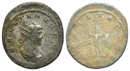 Gallienus AD 253-268. Asia minor Antoninianus Æ silvered (22mm, 3.1 g). GALLIENVS AVG, radiate, draped and cuirassed bust right / IOVI STATORI, Jupite...