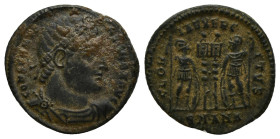 Constantine I the Great AD 306-337. Antioch Follis Æ (18mm, 2.8 g) CONSTANTINVS MAX AVG, rosette-diademed, draped and cuirassed bust right / GLORIA EX...