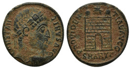 Constantine I. A.D. 307/10-337. AE 3 (18mm, 3.2 g). Antioch mint, struck A.D. 326. CONSTANTINVS AVG, laureate head right / PROVIDENTIA AVGG, camp gate...