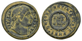 Constantine I (307/310-337). Æ Follis (19mm, 3.5 g). Heraclea, 327-329. Diademed head r. R/ Laurel wreath encloses VOT/•/XXX; •SMHA.