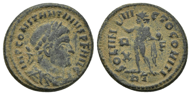 Constantine I Æ Follis. (19mm, 3.8 g) Rome, AD 314-315. IMP CONSTANTINVS PF AVG,...