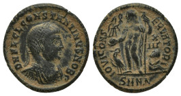 Constantine II. As Caesar, A.D. 317-337. BI reduced follis Nicomedia mint, Struck A.D. 318-324. AE (18mm, 2.3 g) laureate, draped and cuirassed bust o...