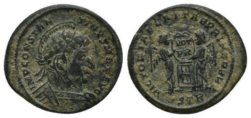 Constantine I (307/310-337). Æ Follis (17mm, 2.9 g). Treveri, 318-9. Laureate, h...